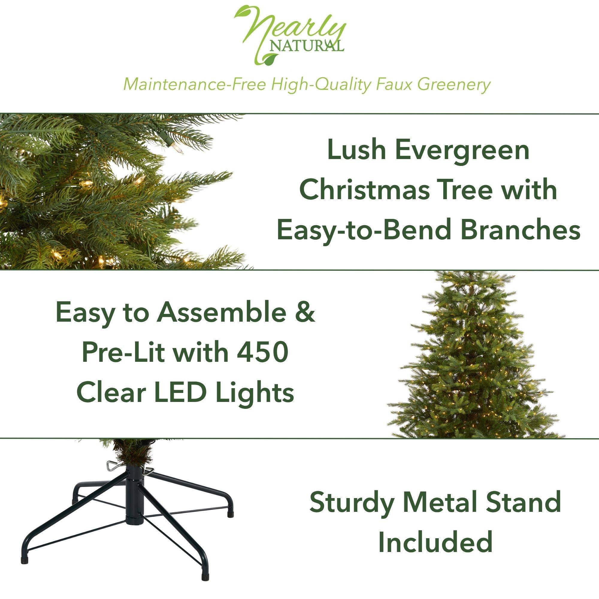 7ft. Pre-Lit North Carolina Spruce Artificial Christmas Tree, Clear LED Lights